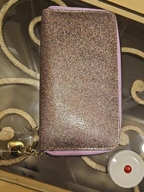 Glitter Zip-Around Wallet - Puple Multi Color Brand New